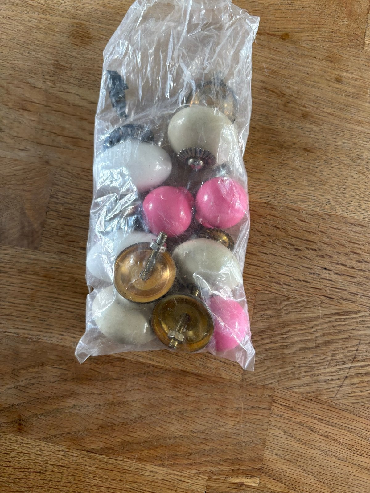 Set van 10 ladeknoppen, wit en roze, Ophalen of Verzenden, Gebruikt