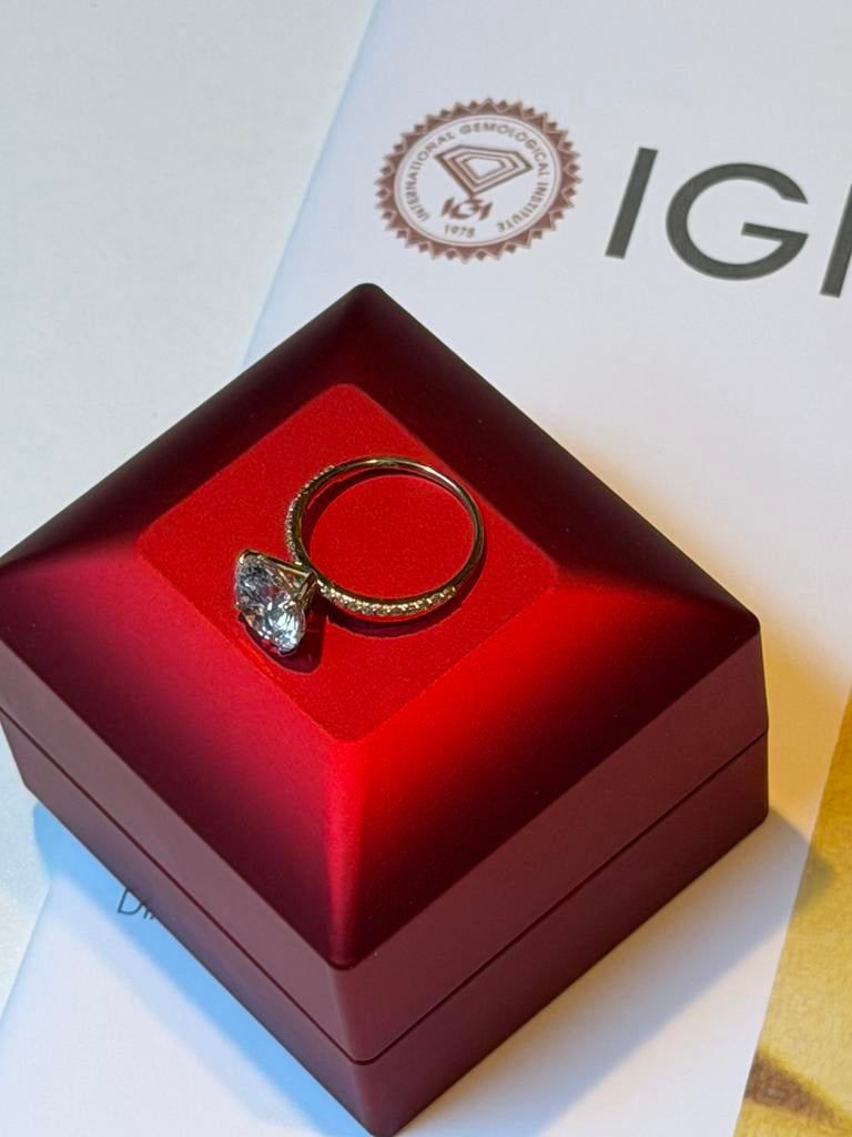 Gouden (trouw) ring met VS1 diamant van maar liefst 4.18ct!, Sieraden, Tassen en Uiterlijk, Ringen, Nieuw, Ophalen of Verzenden