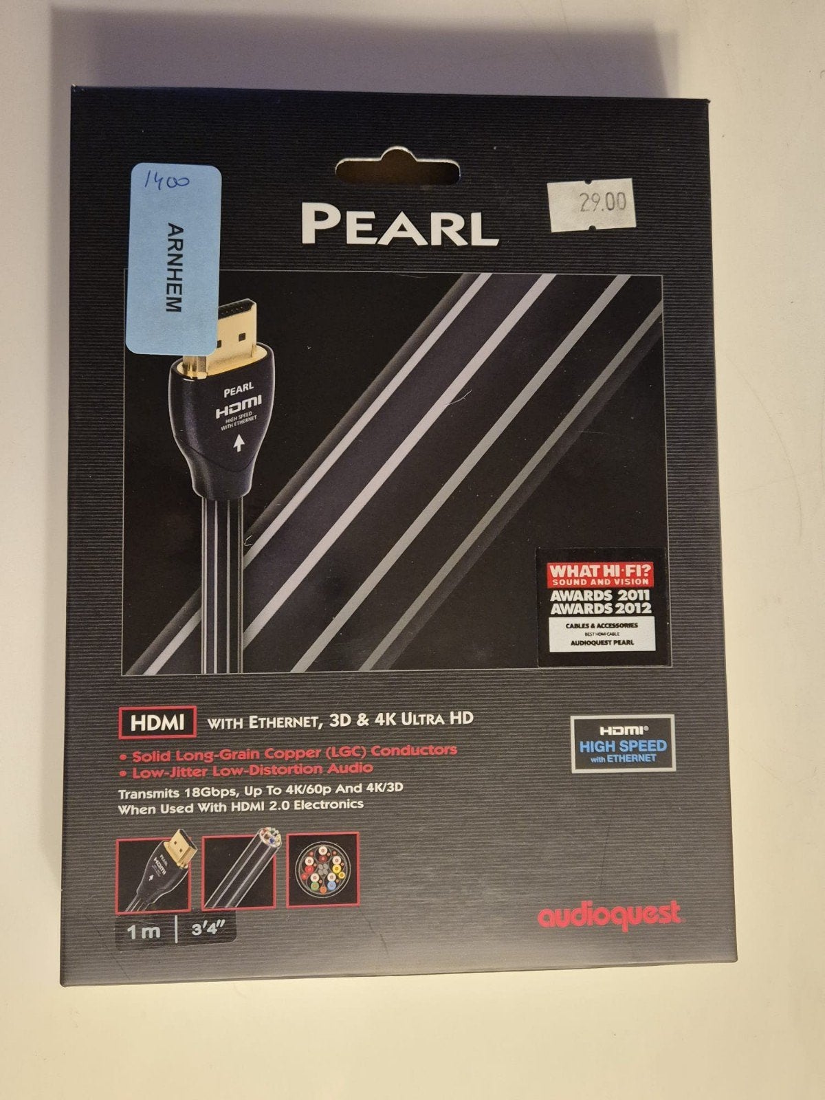 AudioQuest Pearl HDMI-kabel 1m - High Speed met Ethernet, Ophalen of Verzenden, Nieuw, Minder dan 2 meter, HDMI-kabel