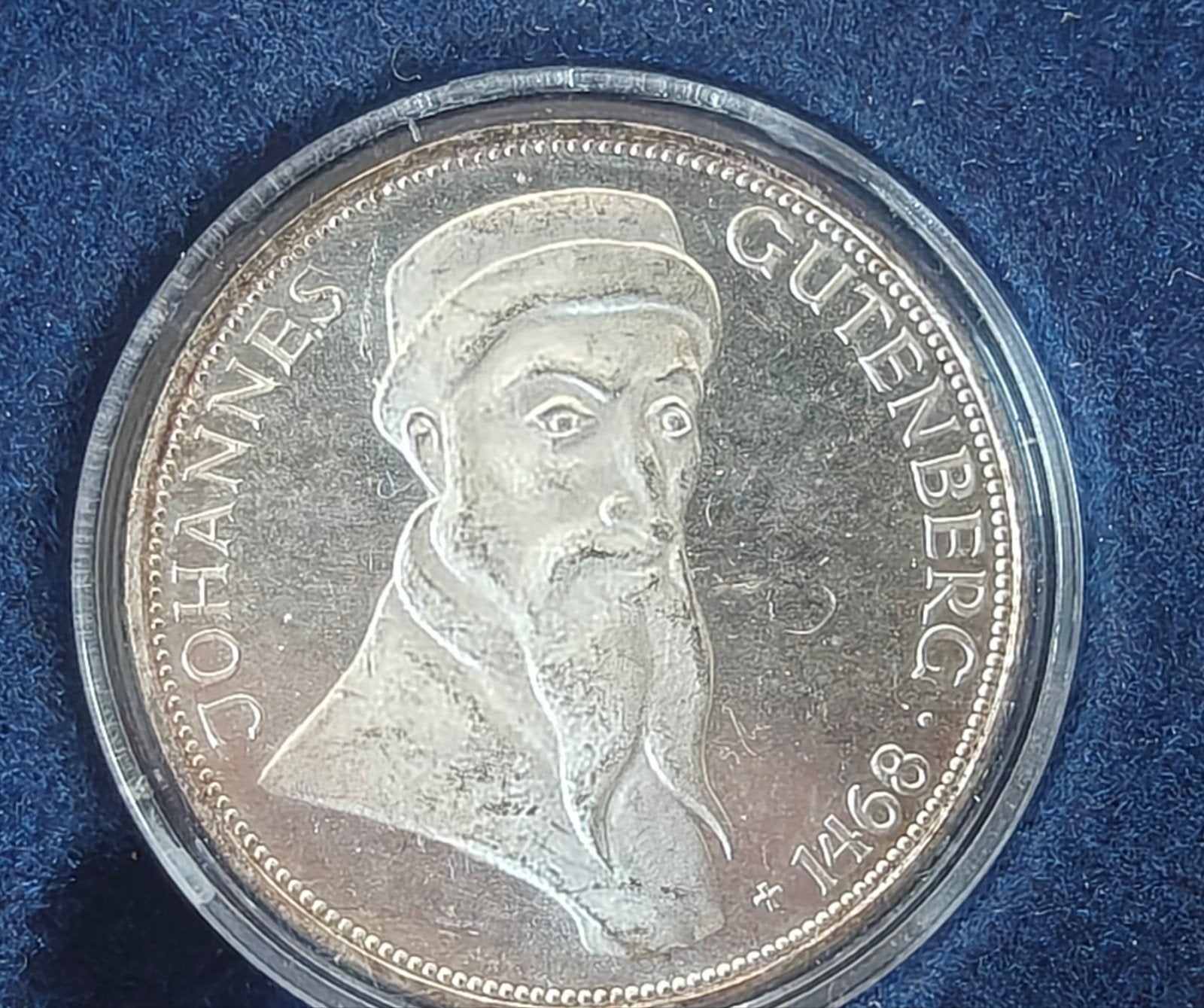 Zilveren 5 Mark munt Johannes Gutenberg 1968, Verzenden, Duitsland, Losse munt, Zilver