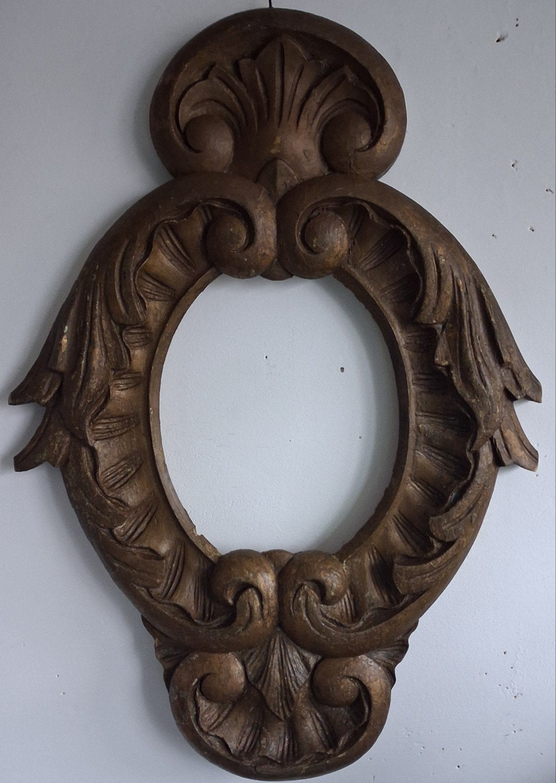 Schilderijlijst. Ca 1800/1850. Hout. Gestoken. 42/59 cm., Bruin, Gebruikt, Schilderijlijst, Handgemaakt