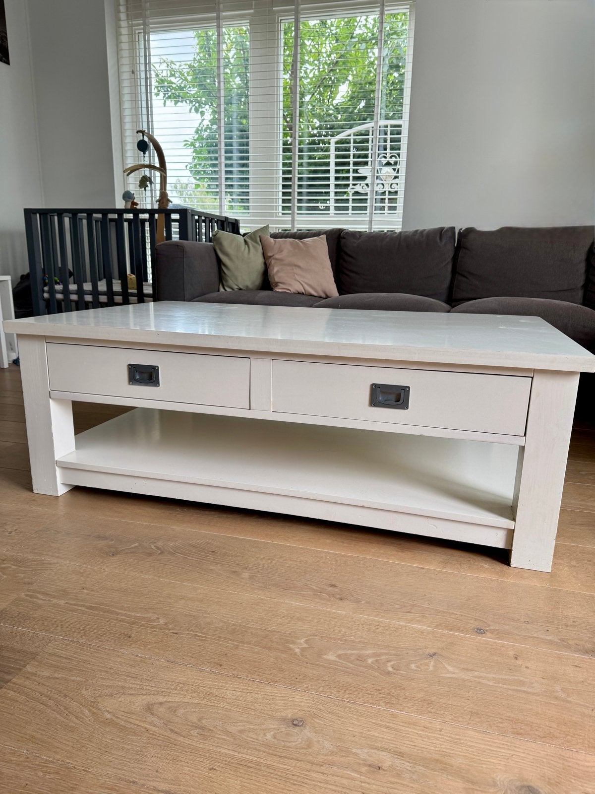 Salontafel Richmond Interiors 130x80x45 cm met lade, Huis en Inrichting, Tafels | Salontafels, Ophalen, Gebruikt, 100 tot 150 cm