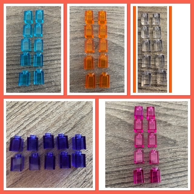 10 lego basis blokjes 1x1 doorzichtig in 5 kleuren, Ophalen of Verzenden, Nieuw, MOC (eigen creatie), Lego