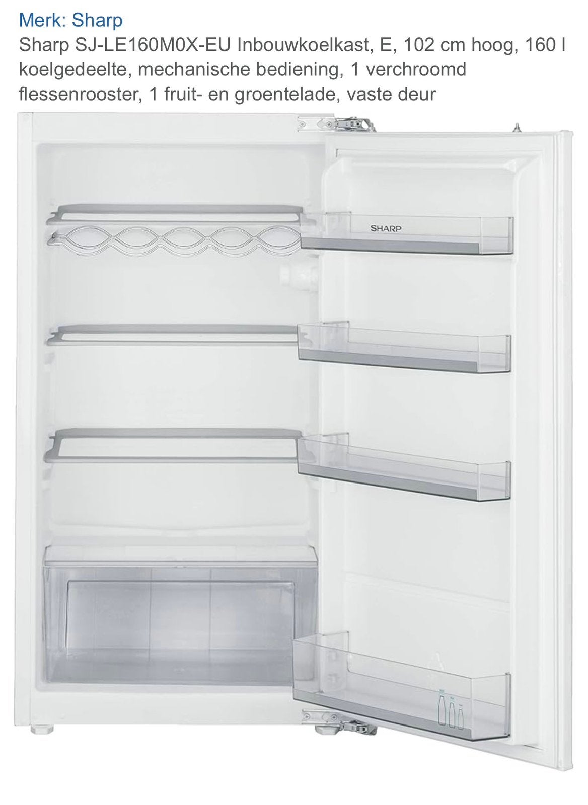 Onderdelen koelkast, Sharp SJ-LE160MOX-EU, bakken, lades, Witgoed en Apparatuur, Koelkasten en IJskasten, Zonder vriesvak, 200 liter of meer