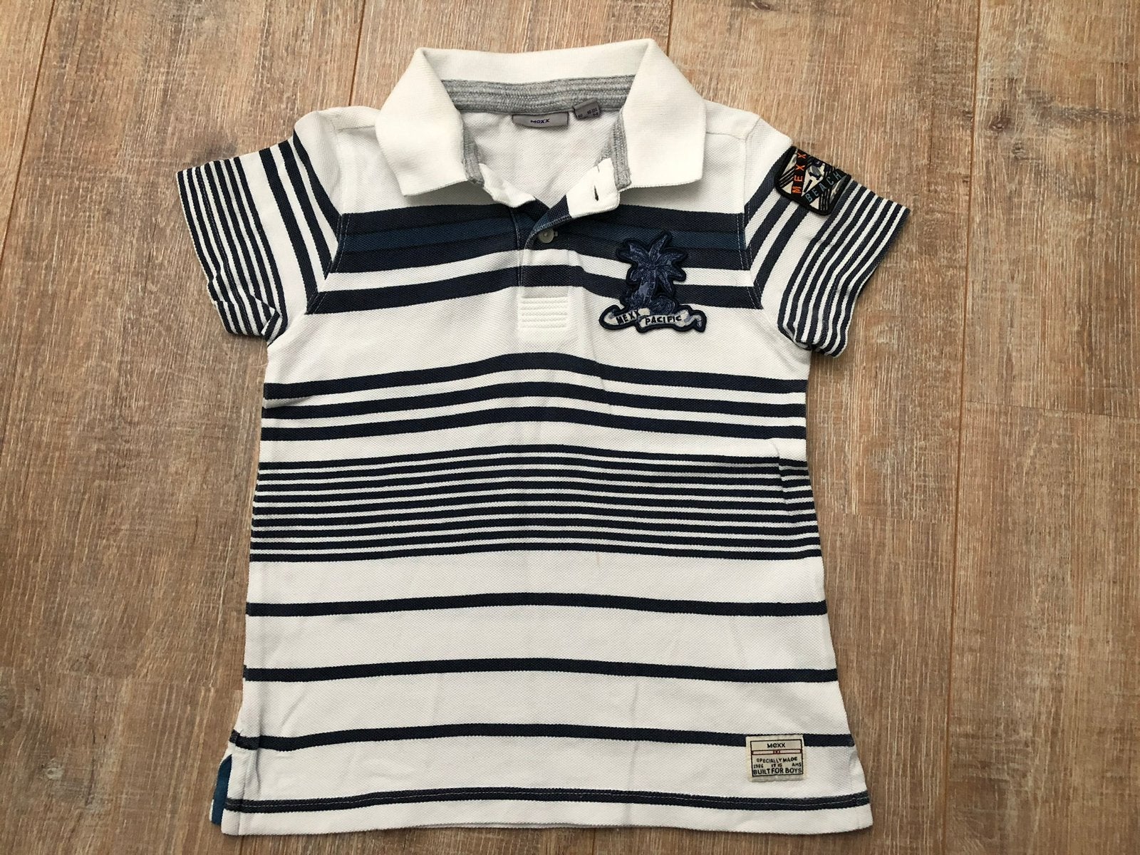 Stoere Mexx polo shirt met kraag blauw wit gestreept 98 104, Ophalen of Verzenden, Zo goed als nieuw, Jongen, Shirt of Longsleeve