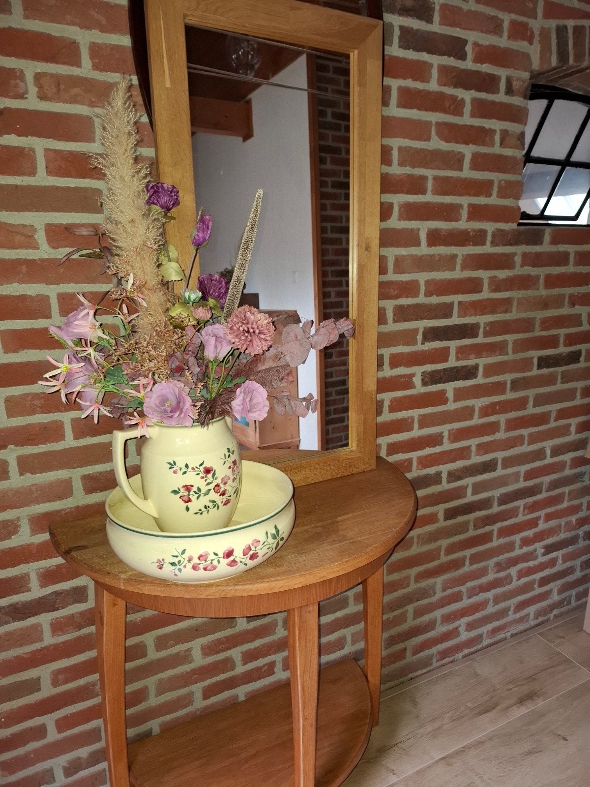 eiken set spiegel/side table, Huis en Inrichting, Ophalen, Zo goed als nieuw, 25 tot 50 cm, Rechthoekig