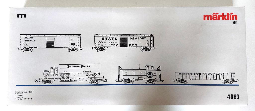Marklin H0 4863 - 5-delige wagen set USA Güterwagen 2 in ovp, Wisselstroom, Treinset, Verzenden, Nieuw