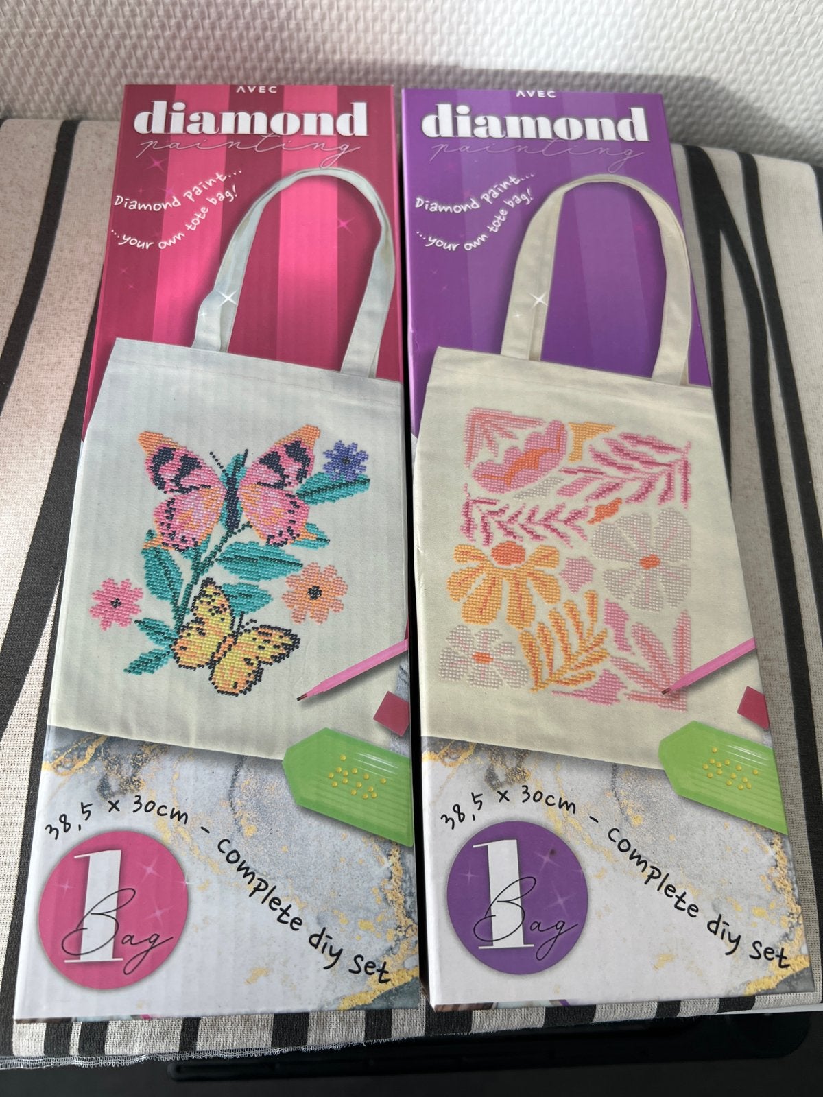 Diamond Painting DIY Tote Bag Set - Vlinder & Bloemen, Ophalen, Nieuw, Meerkleurig, Knutselset