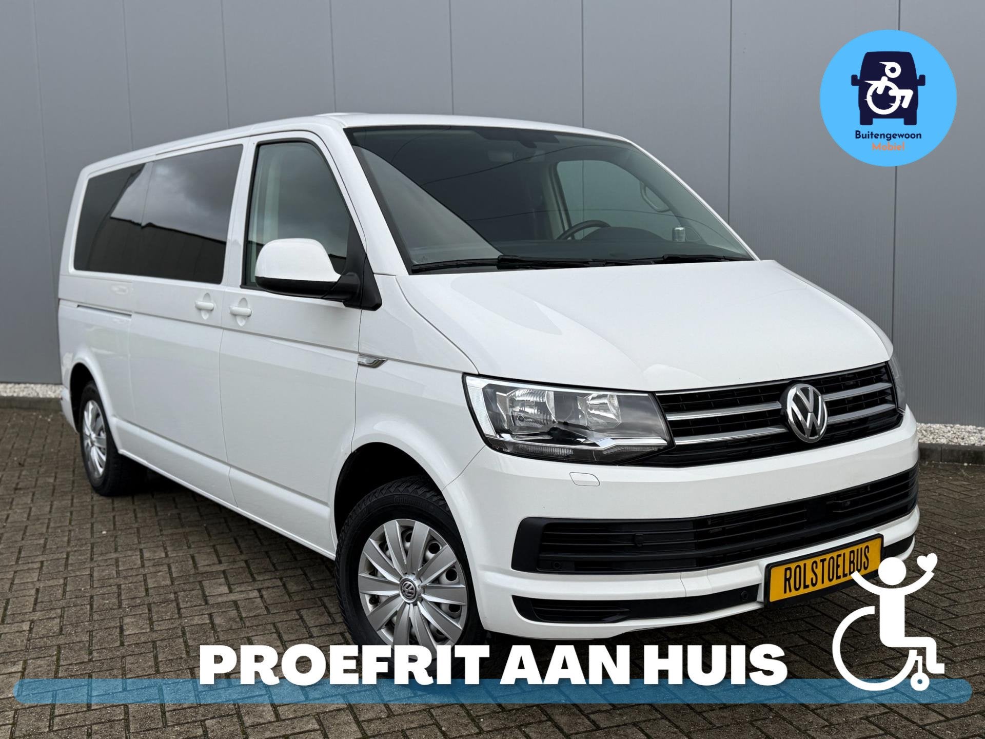 Volkswagen Transporter Caravelle Rolstoelbus Zelfrijder Hand, Auto's, Bestelauto's, 12 maanden, Zwart, 4 cilinders, Wit