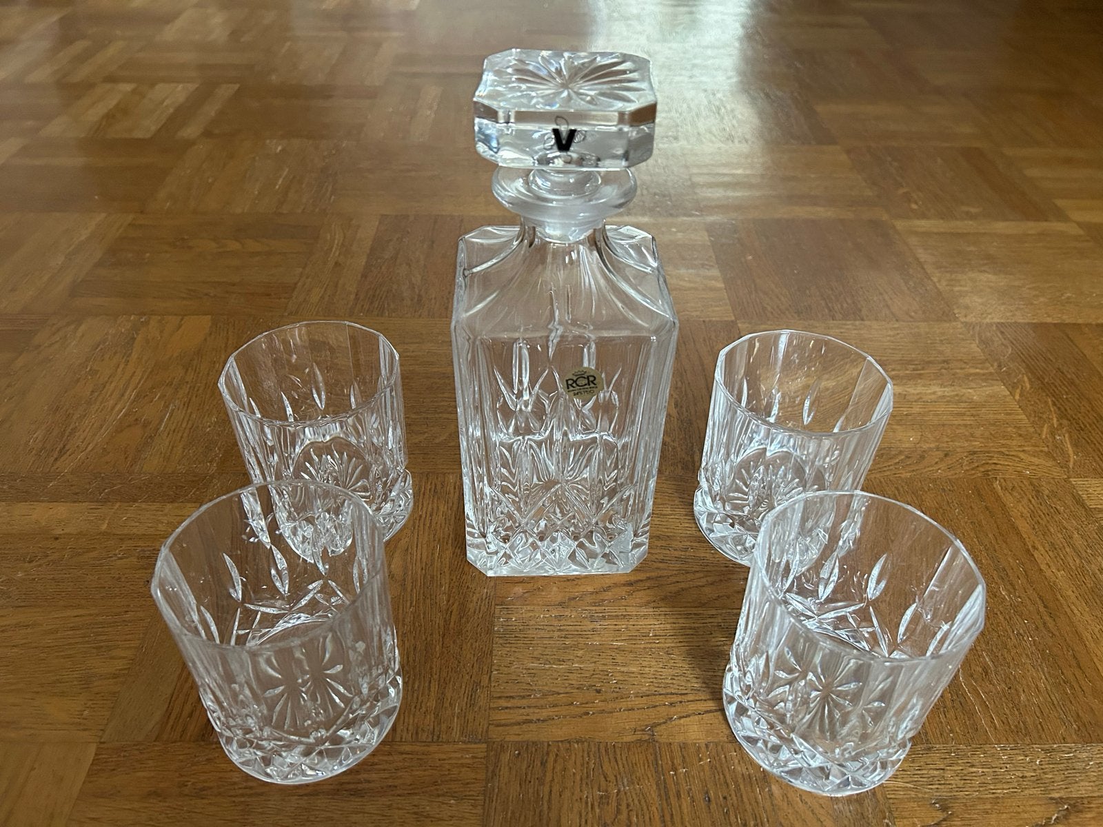 RCR Kristal Whisky Karaf Set met 4 Glazen, Ophalen of Verzenden
