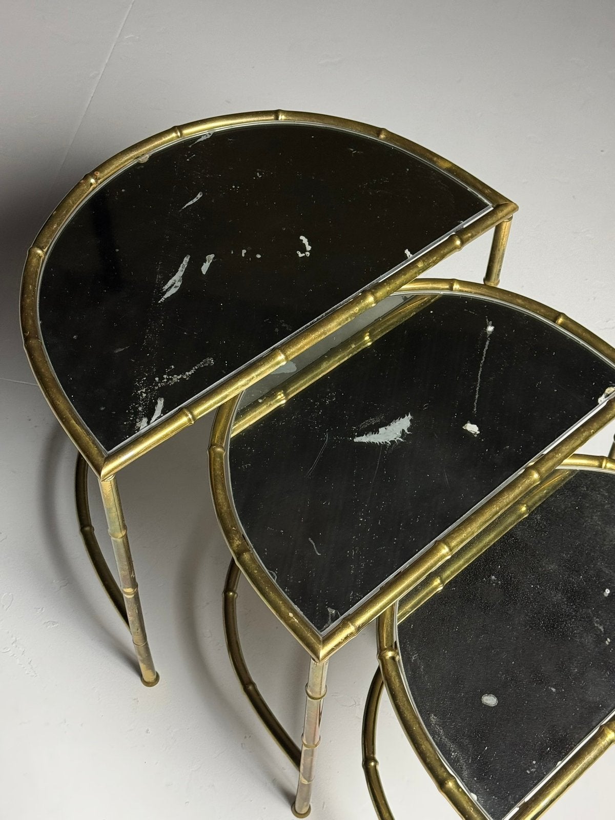 Faux Bamboo nesting tables vintage, Ophalen of Verzenden