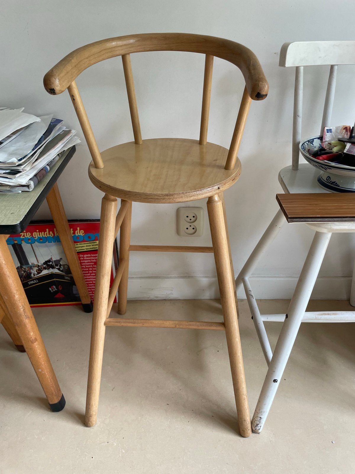 Vintage houten kinderstoel - Kibofa, Kinderen en Baby's, Kinderstoelen, Ophalen, Gebruikt, Overige typen