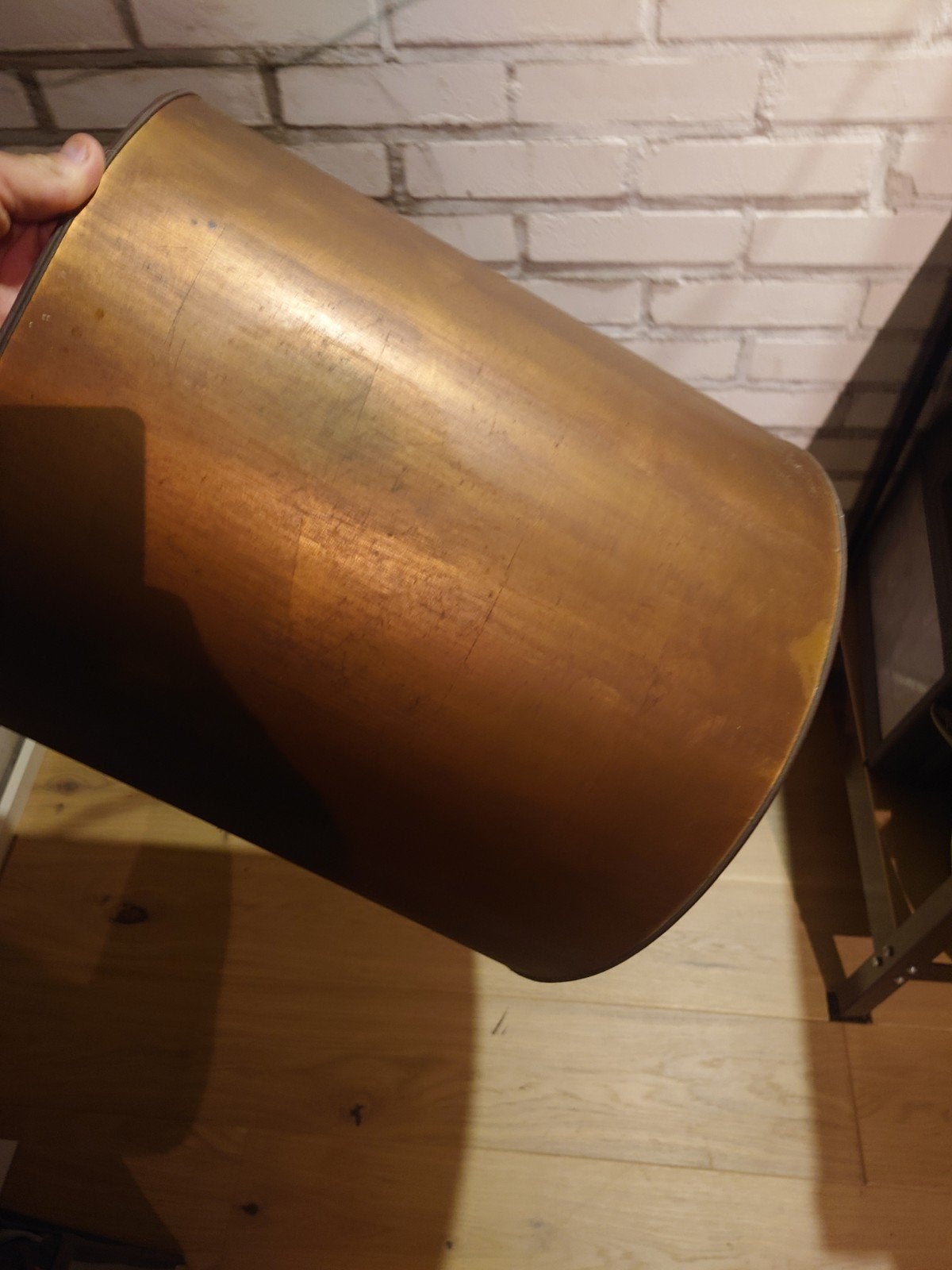 Vintage koper goudkleurige lampenkap 40x40 cm, Huis en Inrichting, Lampen | Lampenkappen, Metaal, Gebruikt, Rond, Ophalen of Verzenden