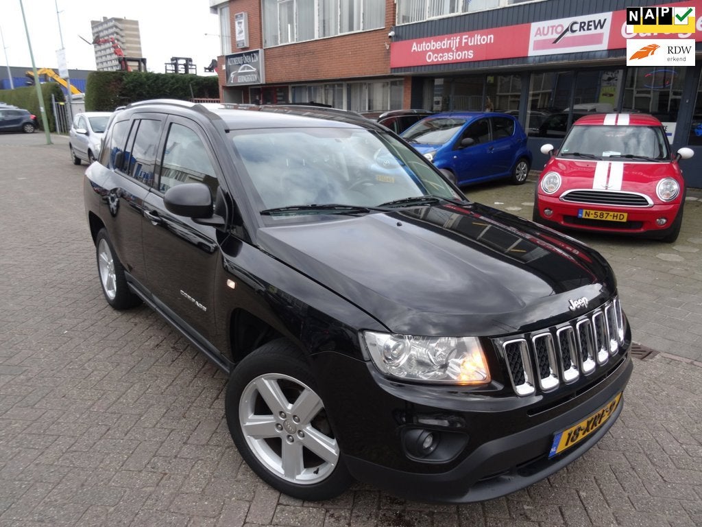 Jeep Compass 2.0 Limited/Leder bekl/Cruise/Trekhaak, Auto's, 450 kg, Gebruikt, Zwart, Handgeschakeld