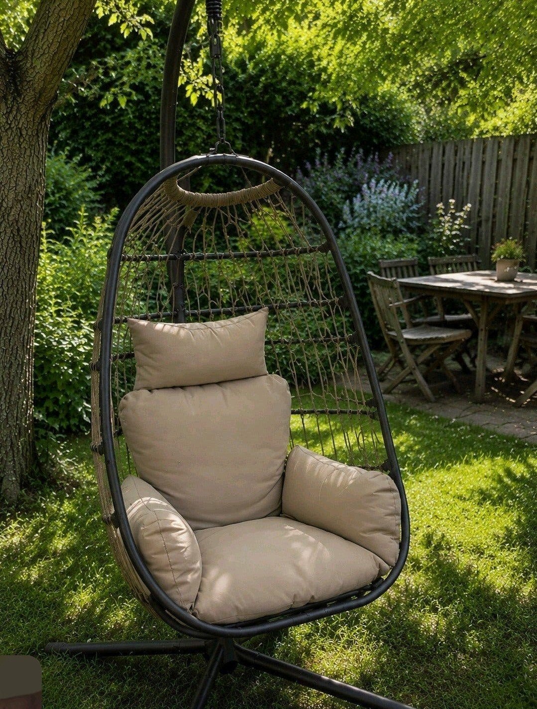 Nieuw binnen hangei tuinstoel bezorgen mogelijk, Tuin en Terras, Ophalen of Verzenden, Nieuw, Hout