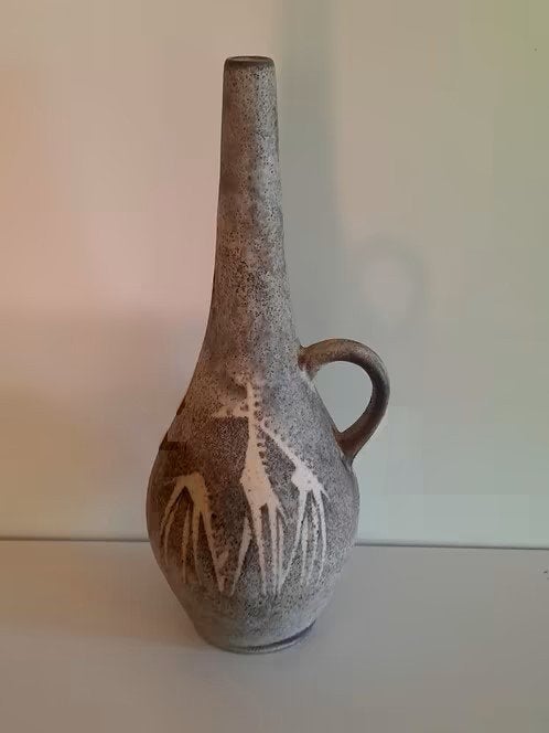 Ruscha Keramik flesvaas , giraffe-decor . Kurt Tschörner, Ophalen of Verzenden