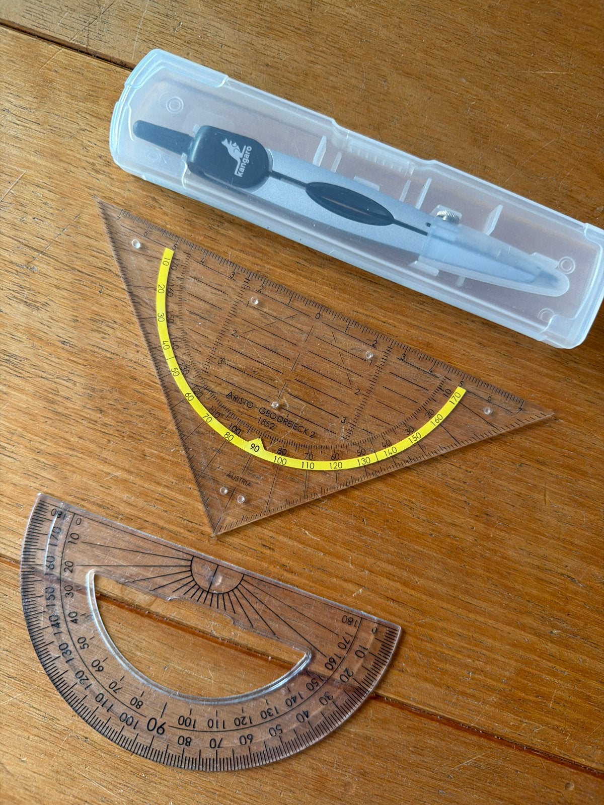 Geodriehoek en passer, Ophalen of Verzenden, Zo goed als nieuw