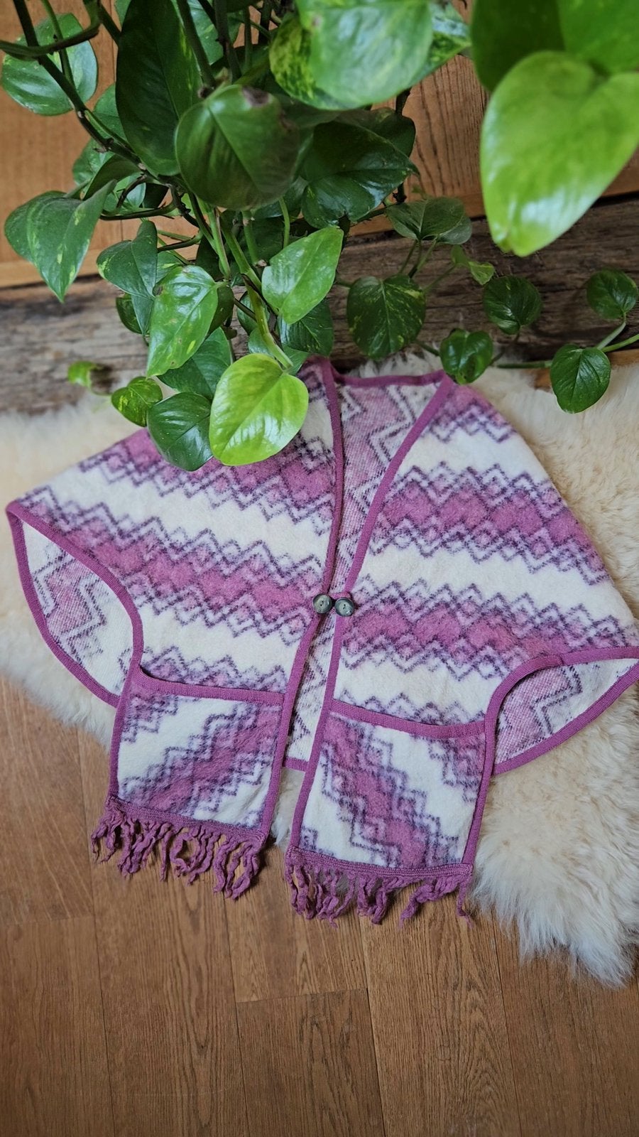 Vintage wollen cape poncho trui, Ophalen of Verzenden, Zo goed als nieuw