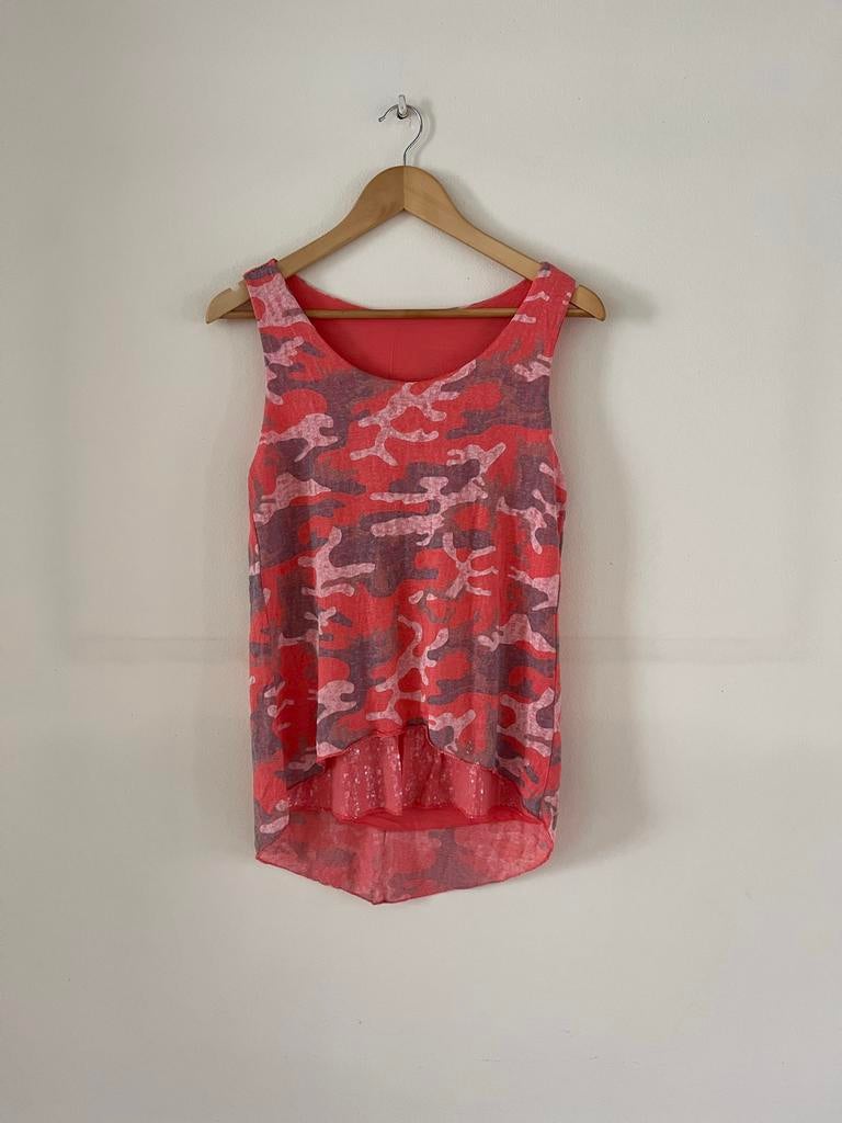 Haltertop met roze camouflageprint, Maat 38/40 (M), Ophalen of Verzenden, Roze, Zonder mouw