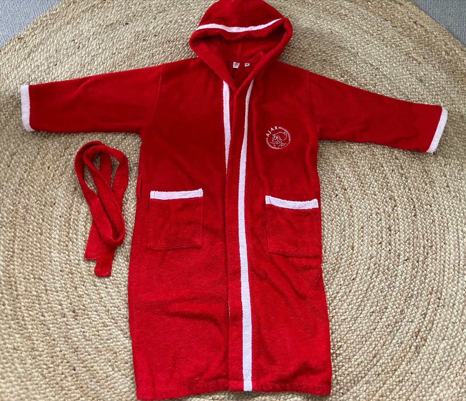 Ajax badjas - Rood met wit - Maat 164, Ophalen of Verzenden, Gebruikt, Jongen of Meisje, Nacht- of Onderkleding