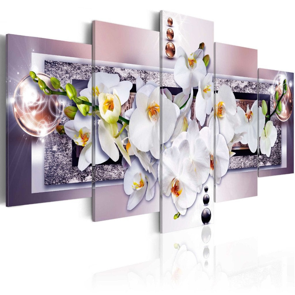 756 Modern Orchidee 5 Luik Canvas Schilderij 200x100 Nieuw, Ophalen of Verzenden