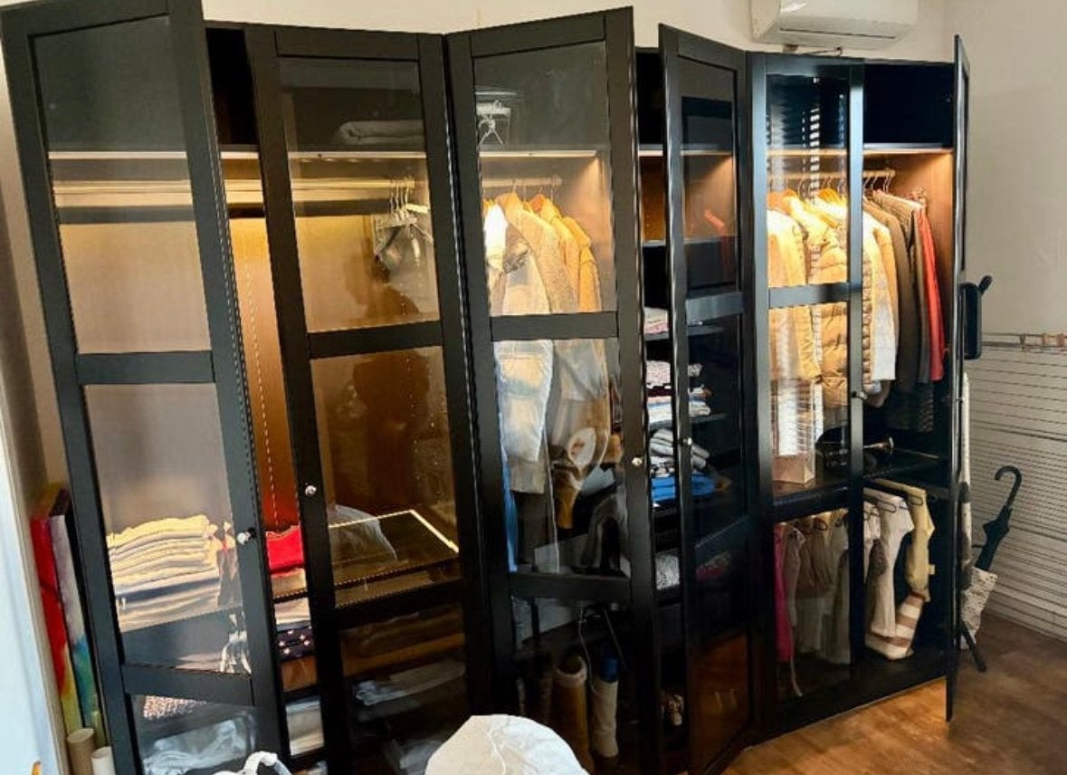 Ikea pax kledingkast zwart/bruin !!AL GEDEMONTEERD!!, Chique kast, 50 tot 100 cm, Zo goed als nieuw, 50 tot 75 cm