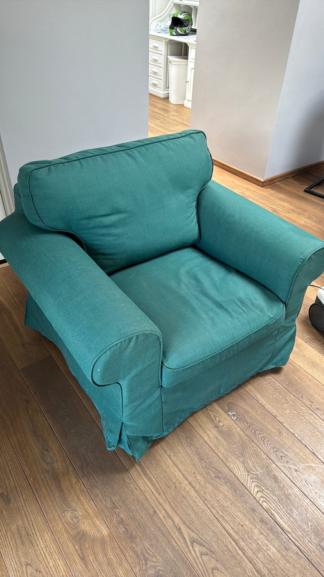 Comfortabele groene fauteuil gratis ophalen, Ophalen, Gebruikt, 75 tot 100 cm, Stof