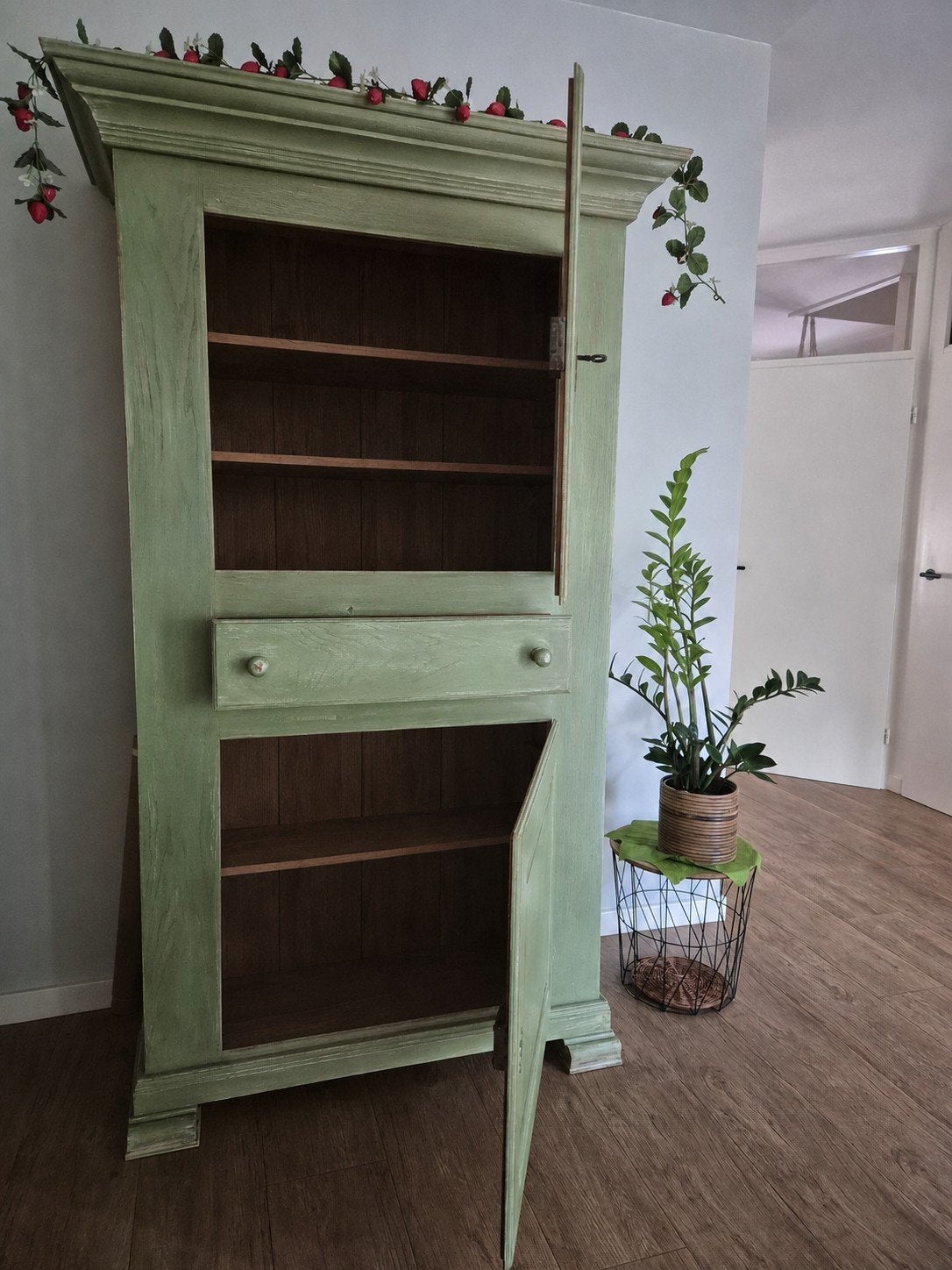 Eiken kast, retro groen - 200x100x50 cm, Huis en Inrichting, Kasten | Overige, Ophalen of Verzenden