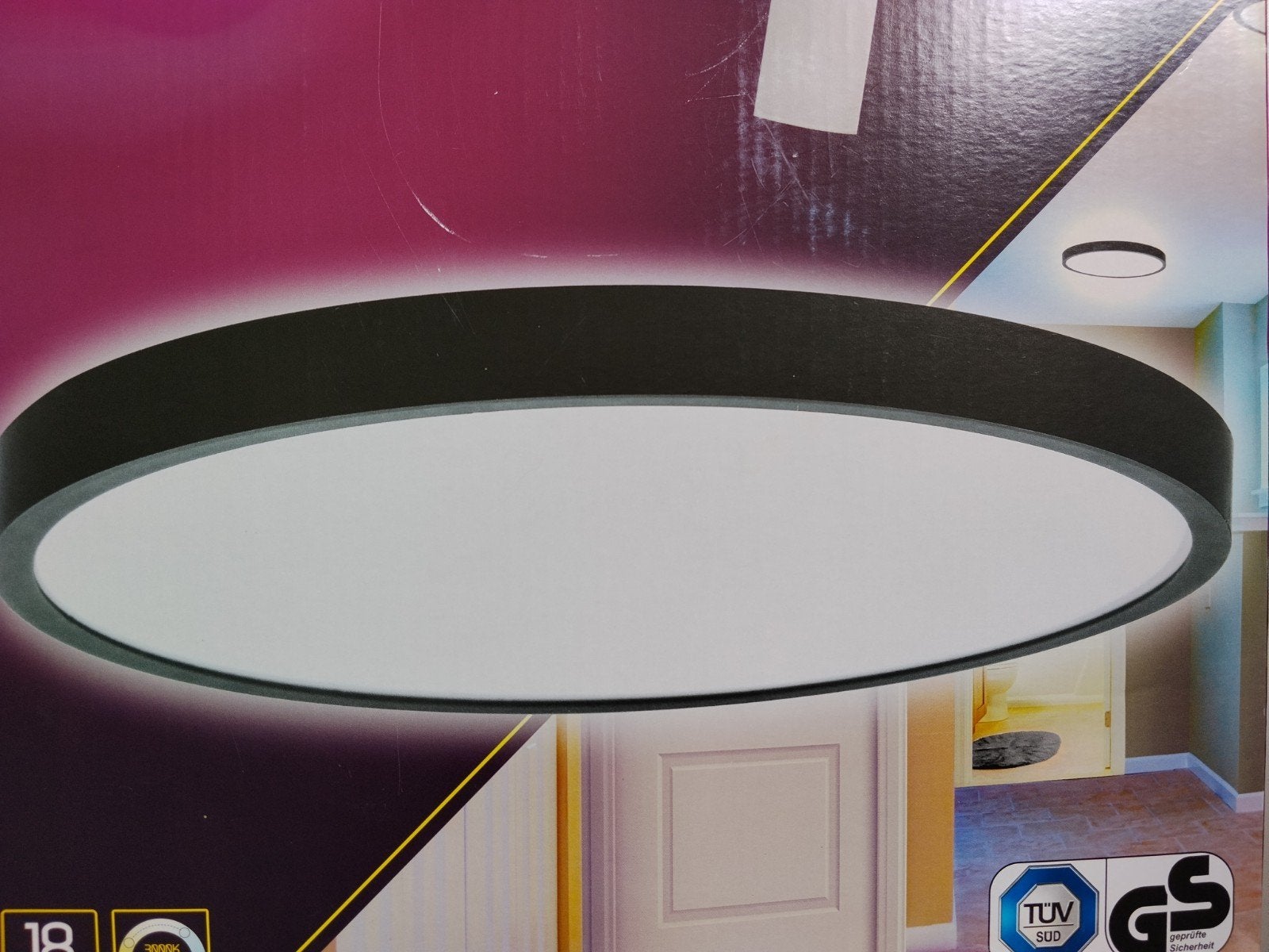 BALTIMORE LED plafondlamp met plafond lamp dimbaar, Kunststof, Zwart, Nieuw, Ophalen of Verzenden