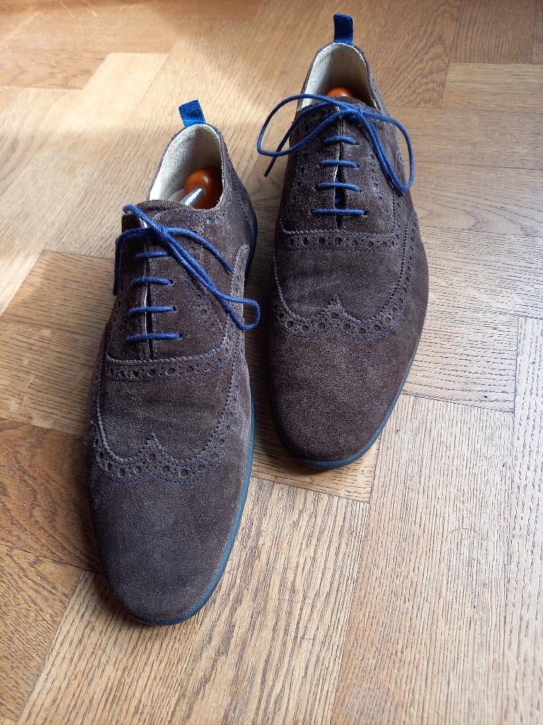 donkerbruine suede Van Bommelschoenen, maat 41, 99% nieuw, Kleding | Heren, Schoenen, Bruin, Ophalen of Verzenden, Zo goed als nieuw