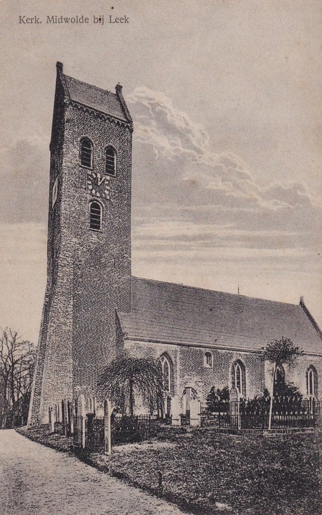 Oude Ansichtkaart Kerk Midwolde bij Leek Groningen, Ophalen of Verzenden, Voor 1920, Ongelopen, Groningen