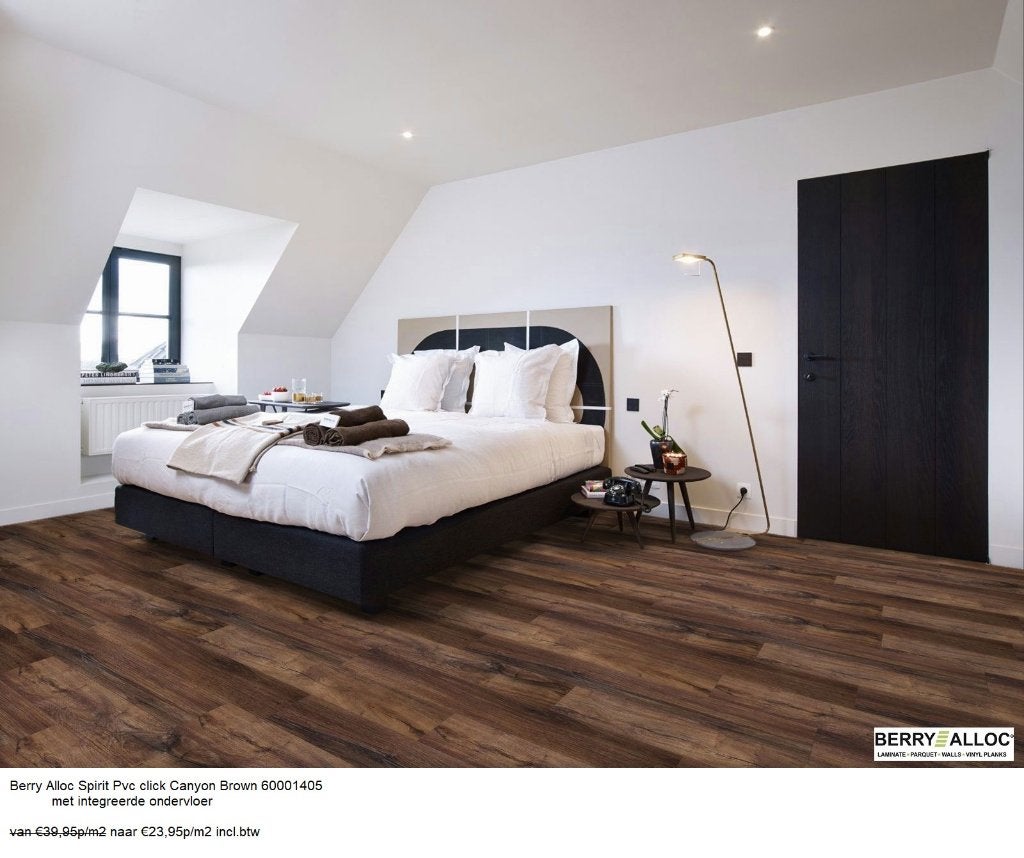 Pvc click Spirit Canyon Brown met integreerde ondervloer, Bruin, 75 m² of meer, Ophalen of Verzenden, Laminaat