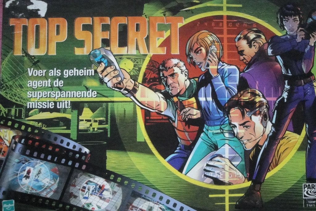 TOP SECRET BORDSPEL VAN PARKER HASBRO  2tot5sp. 4,95euro., Vijf spelers of meer, Ophalen of Verzenden, Zo goed als nieuw