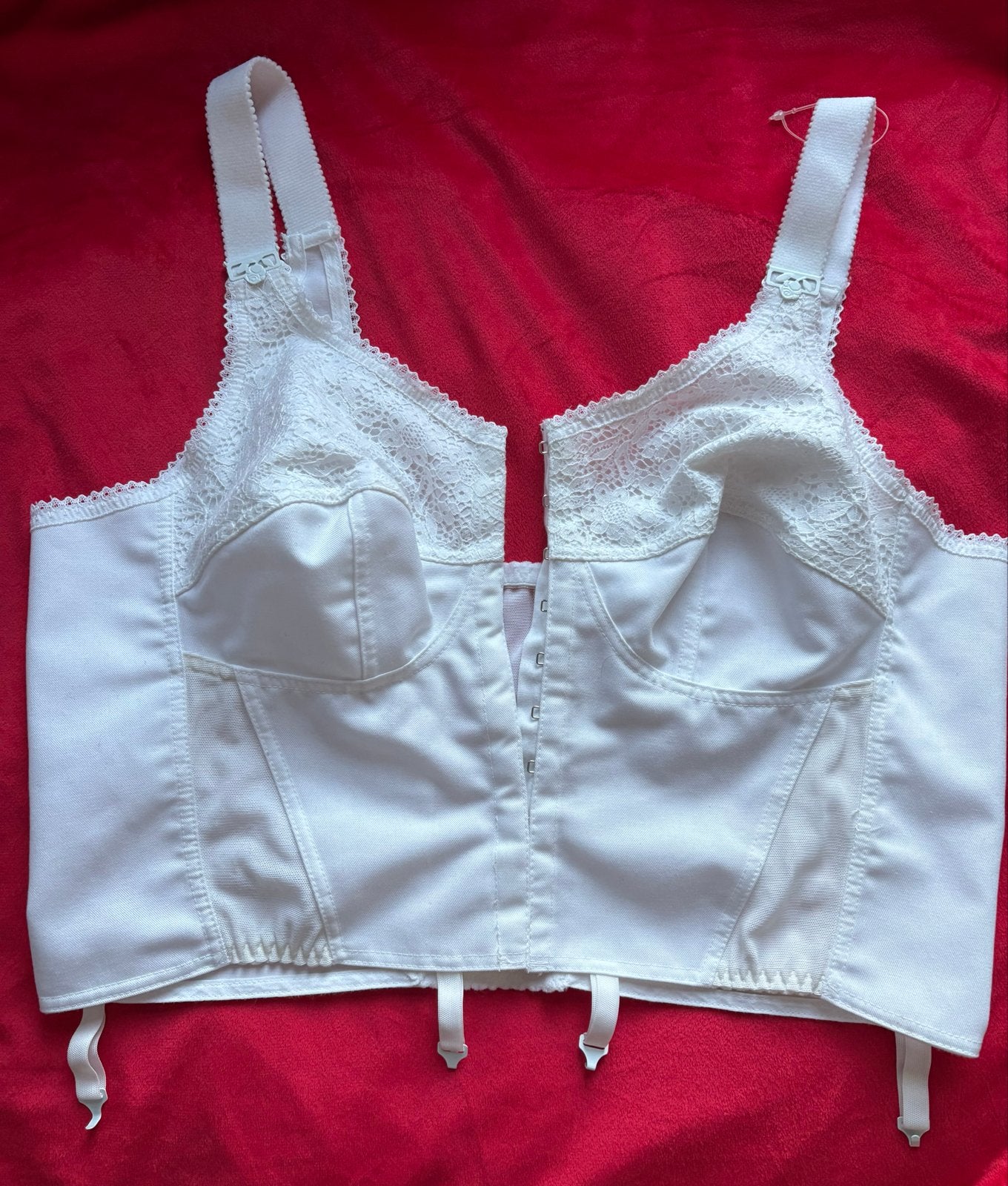 Vintage Witte Longline BH met Jarretels, Kleding | Dames, Verzenden, Wit, BH