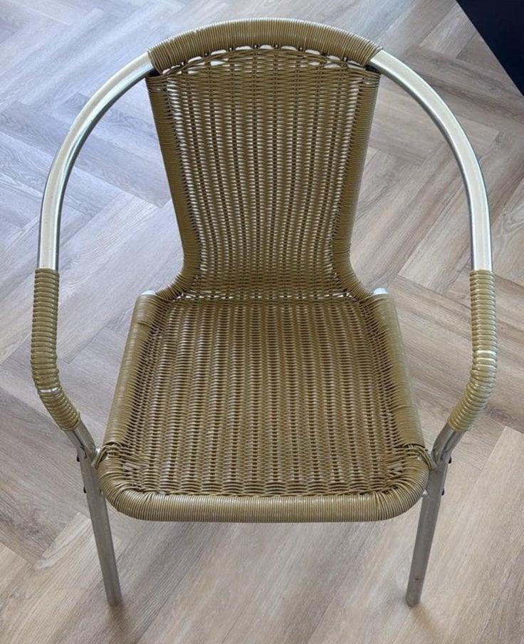 Rieten opstapelbare Tuinstoelen 4 stuks, Tuin en Terras, Tuinstoelen, Ophalen, Gebruikt, Rotan