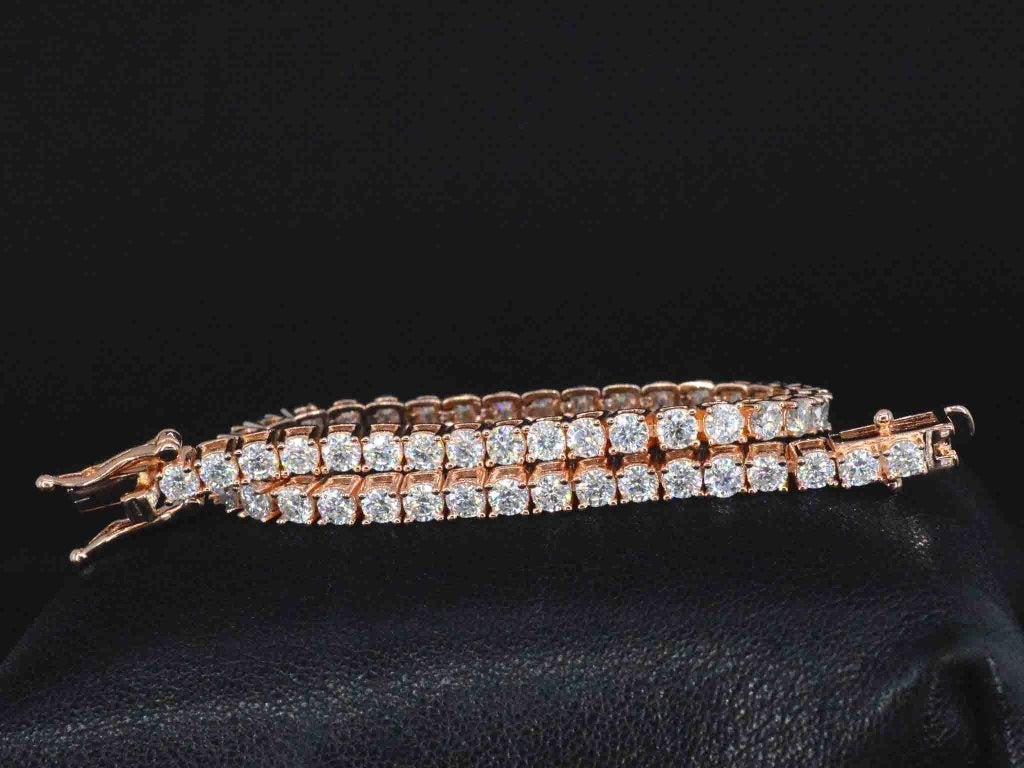 Rosé tennisarmband met moissaniet — 925 zilver verguld, Nieuw, Ophalen of Verzenden, Roze, Met edelsteen