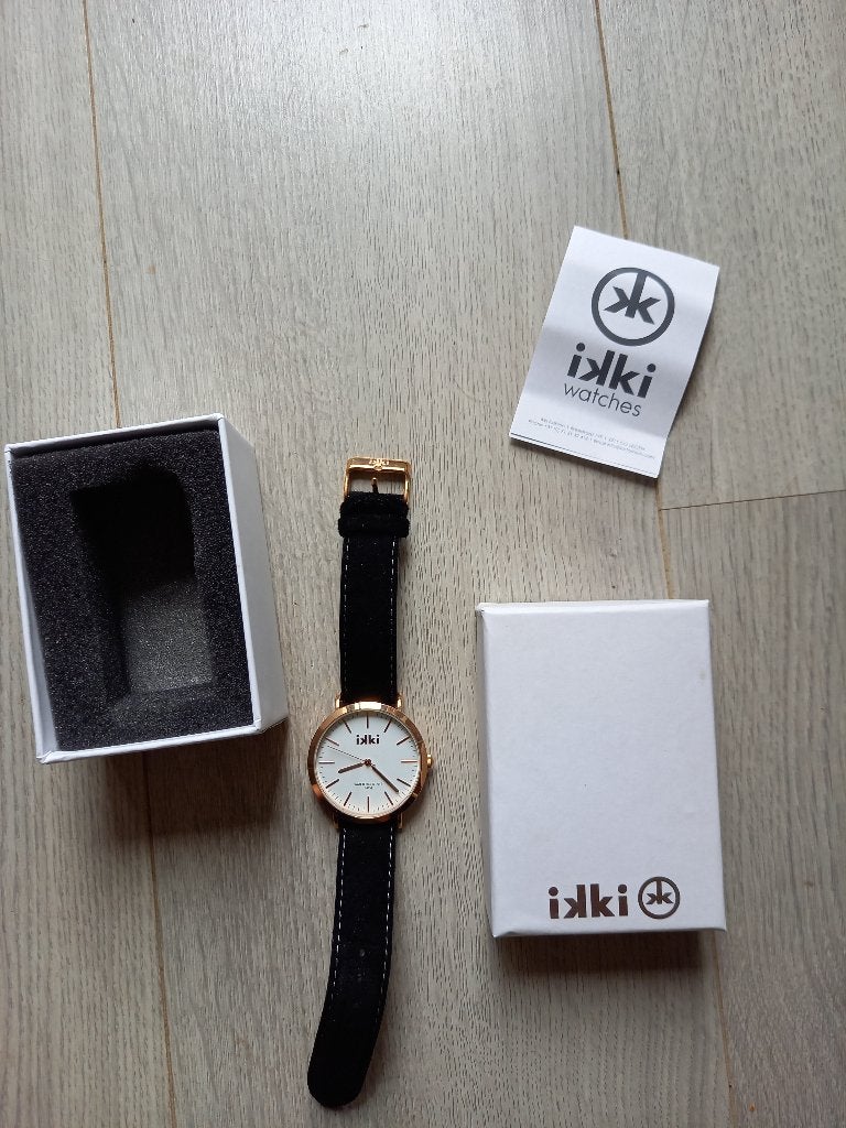 ZGAN IKKI Horloge Dames Rose Goud met Wit, Overige merken, Overige materialen, Leer, Polshorloge