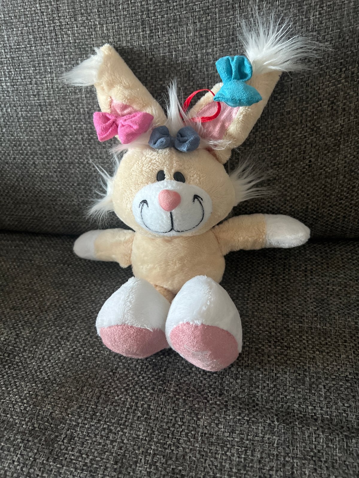 Diddl  Mimihopps  konijnenknuffeltje met strikjes, Gebruikt, Konijn, Ophalen of Verzenden, Klein (minder dan 20 cm)