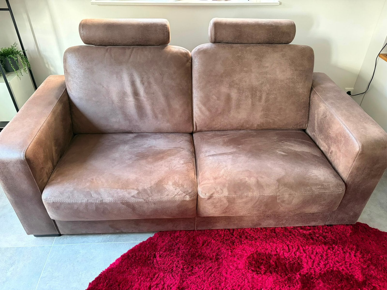 Mooie leren 2,5-zitsbank met stoel (1,5) Zits en hocker, Huis en Inrichting, Ophalen, Zo goed als nieuw, Rechte bank, 200 tot 250 cm