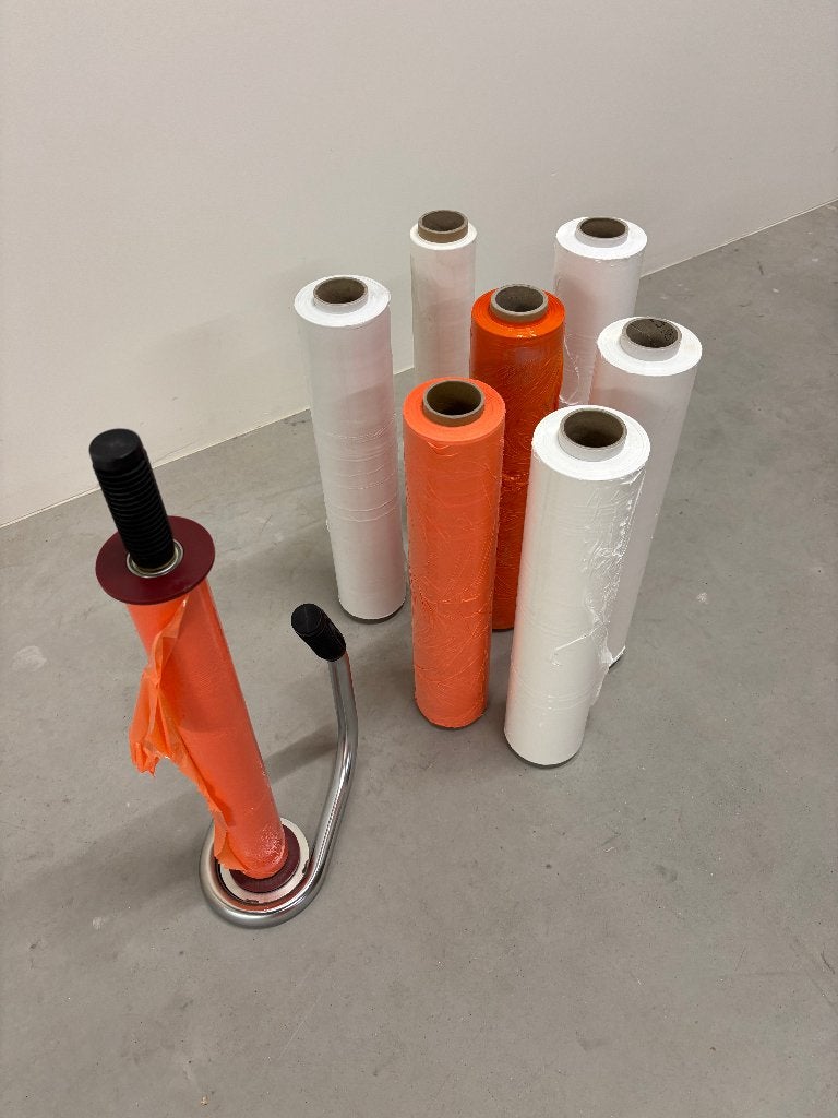 WIKKELFOLIEDISPENSER MET 6 ROLLEN FOLIE, Ophalen, Zo goed als nieuw, 15 m² of meer, Folie