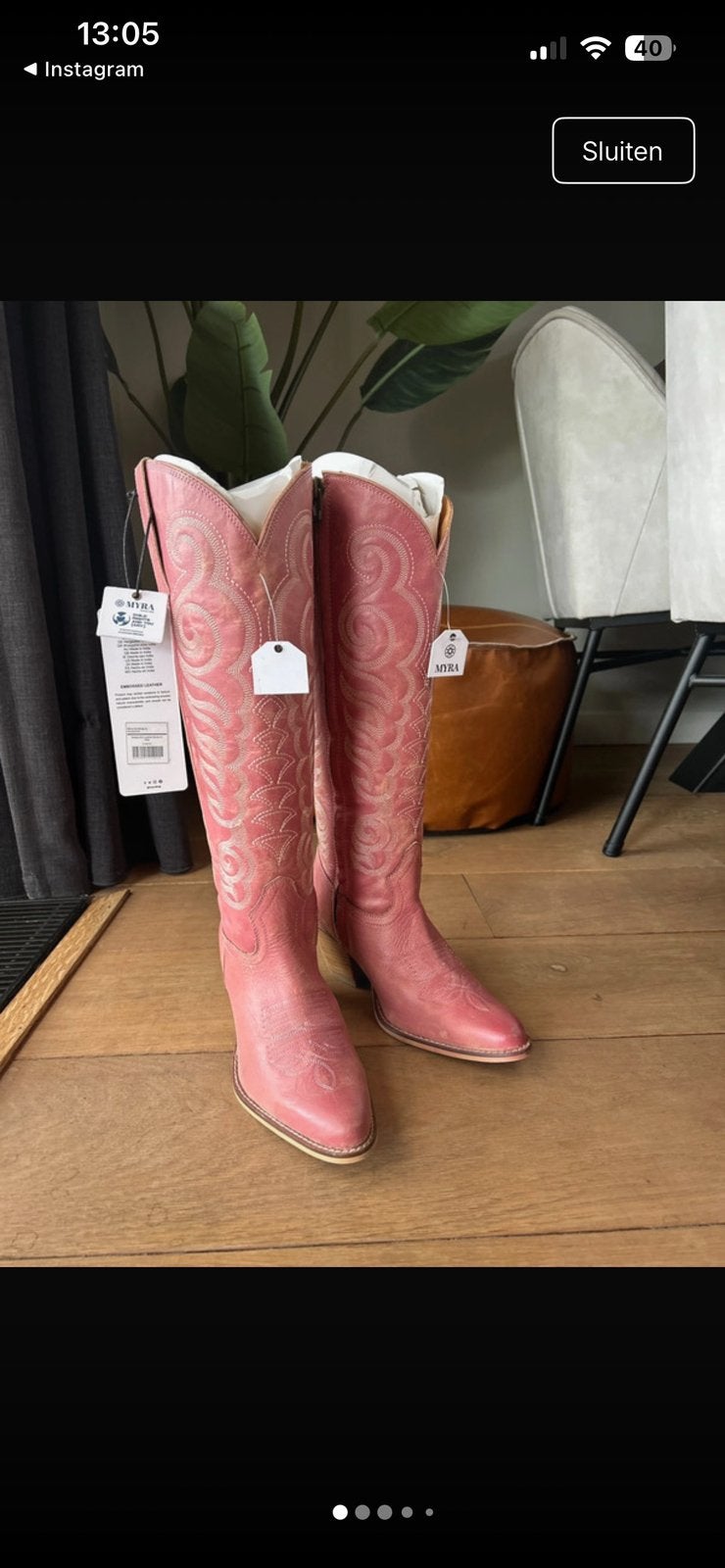 Fantastische unieke oud roze cowboylaarzen maat 39,5/40, Kleding | Dames, Schoenen, Ophalen, Hoge laarzen, Nieuw, Roze