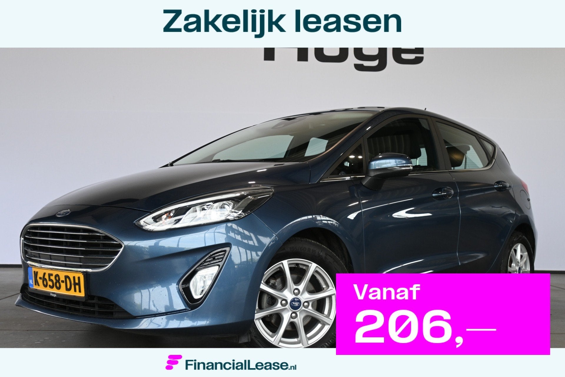 Ford Fiesta 1.0 EcoBoost Titanium Automaat Clima Navigatie L, Stof, Gebruikt, Met garantie (alle), Blauw