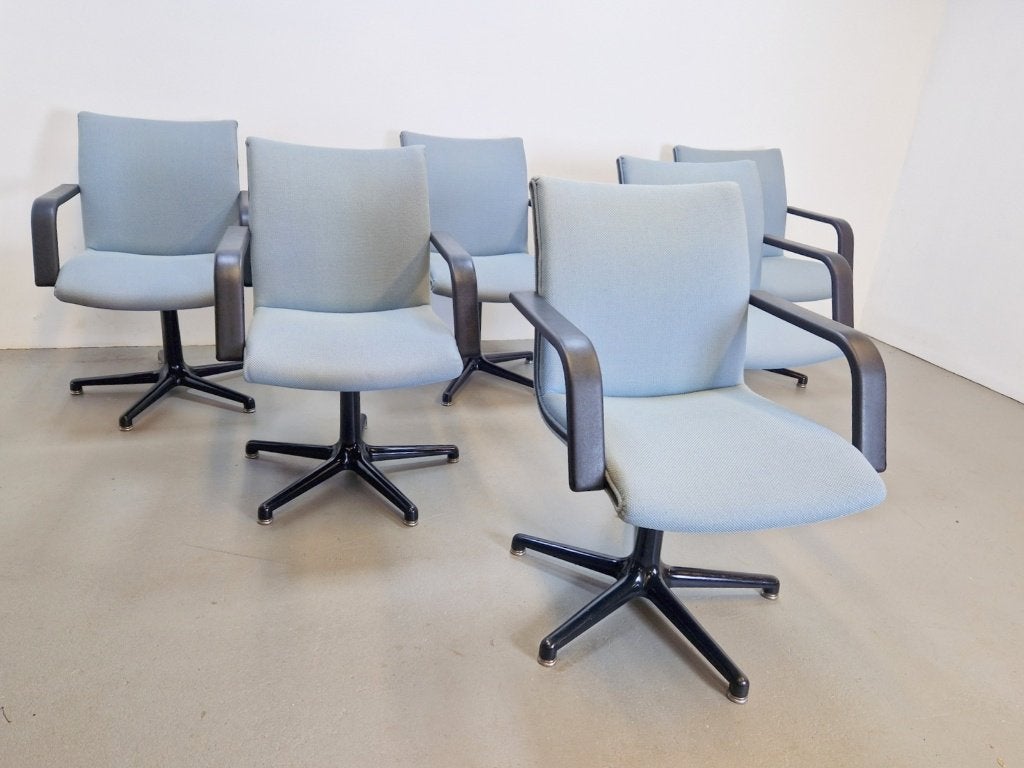 Set 6 draaibare Channel stoel Geoffrey Harcourt Artifort ´80, Gebruikt, Blauw, Ophalen of Verzenden, Vijf, Zes of meer stoelen