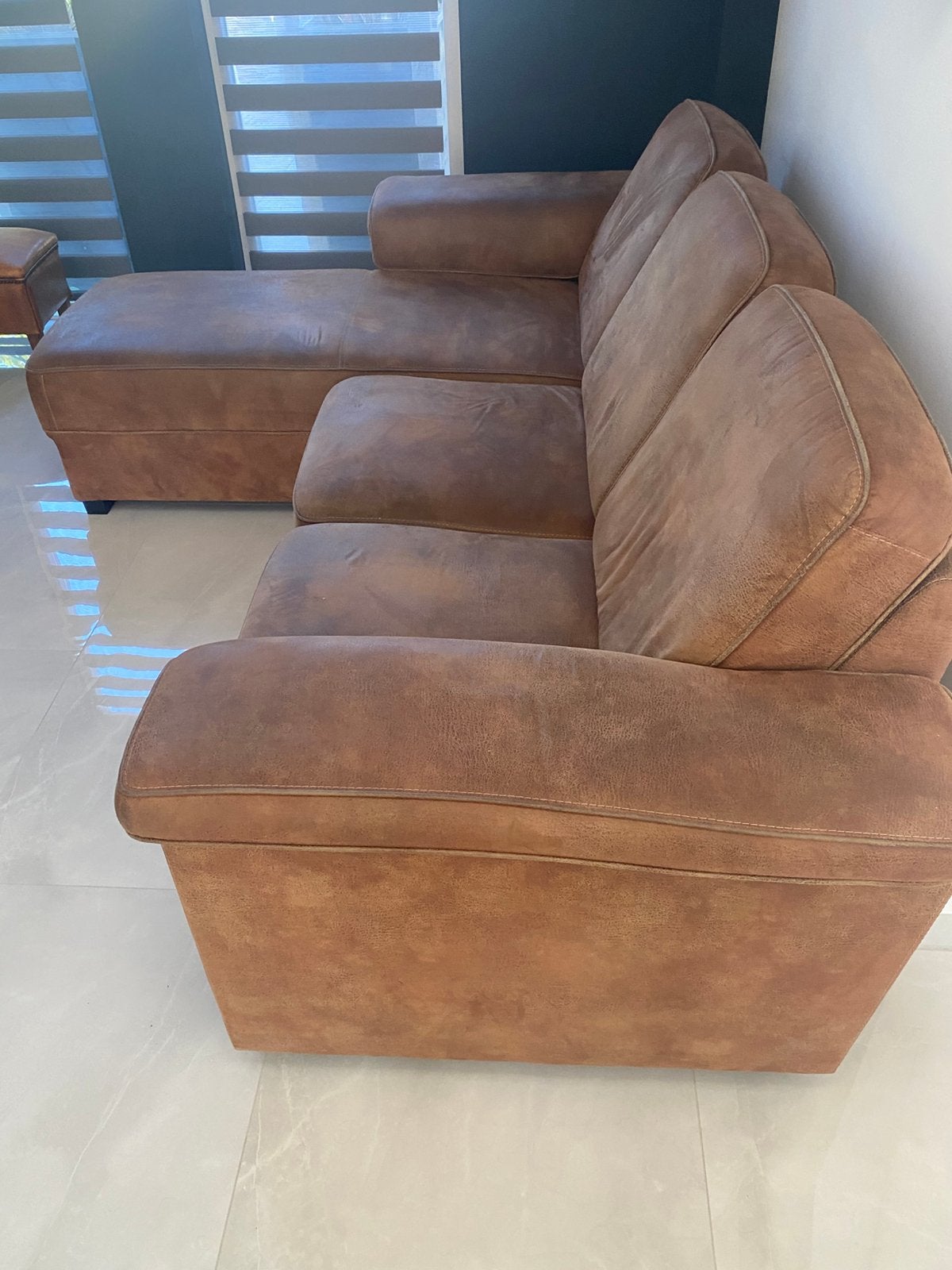 Een comfortabele hoek/lounge bank, Ophalen, Gebruikt, Driepersoons, 150 cm of meer