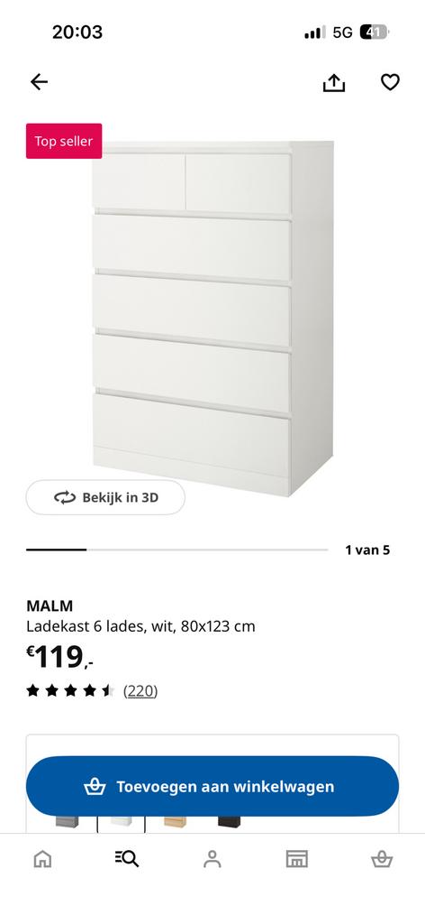 Ikea MALM lades wit 3 maten, Ophalen, Zo goed als nieuw