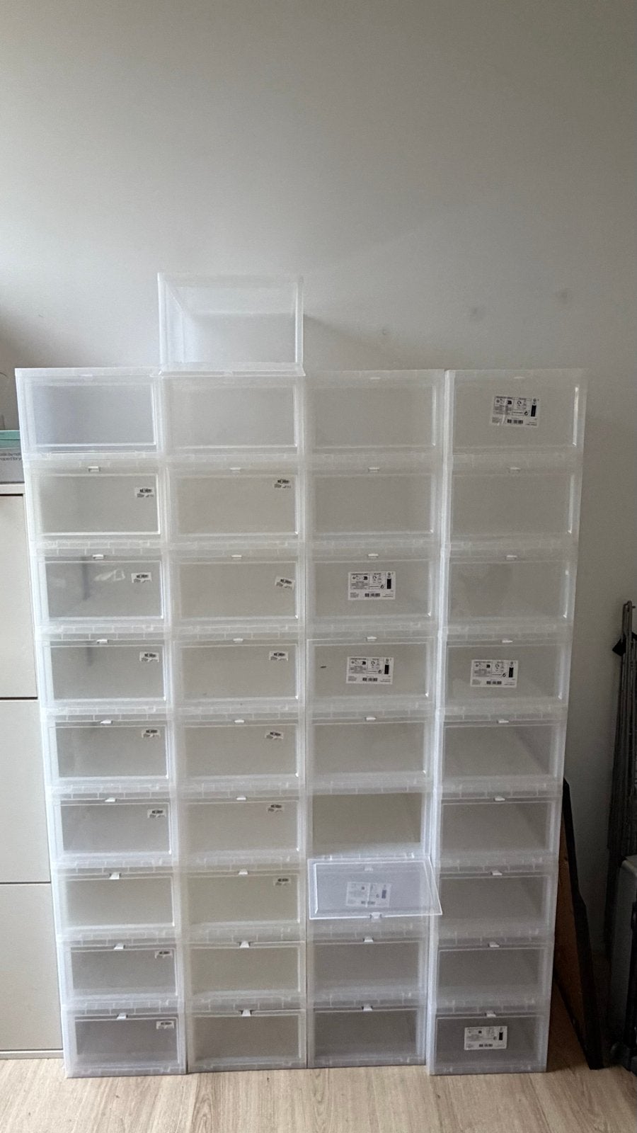 Transparante schoenendozen (37x), Ophalen, Gebruikt, 5 – 50, Minder dan 50 cm