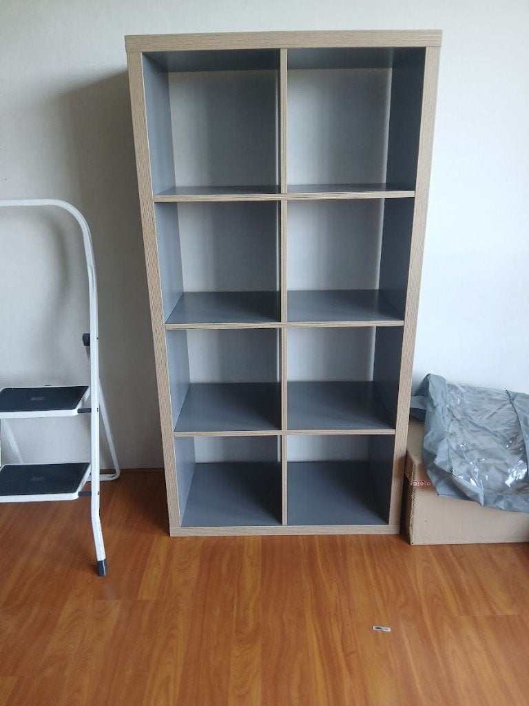 KALLAX Open kast, Grijs, 42x147 cm, Ophalen, Zo goed als nieuw, 25 tot 50 cm