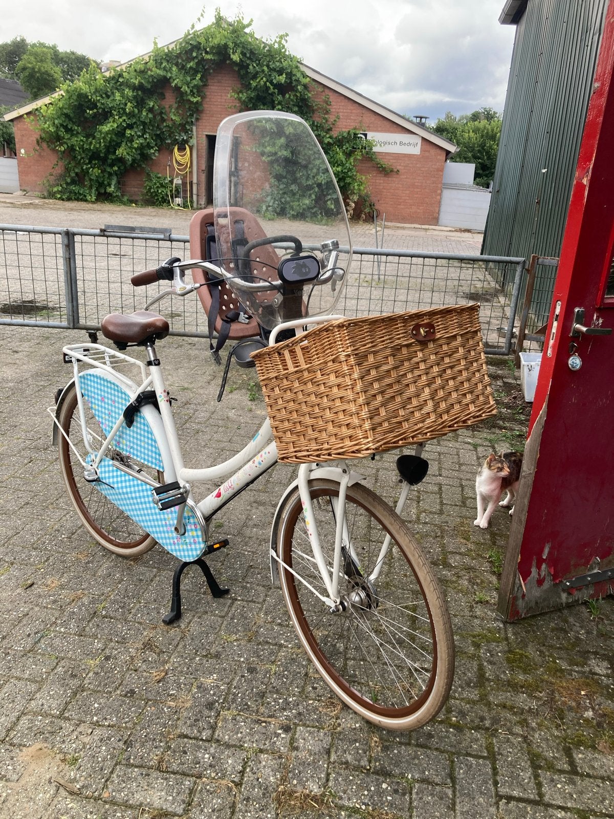 Cortina mamafiets moederfiets + Yepp fietsstoel + windscherm, Fietsen en Brommers, Ophalen, Gebruikt, Voetsteuntjes, Voorzitje