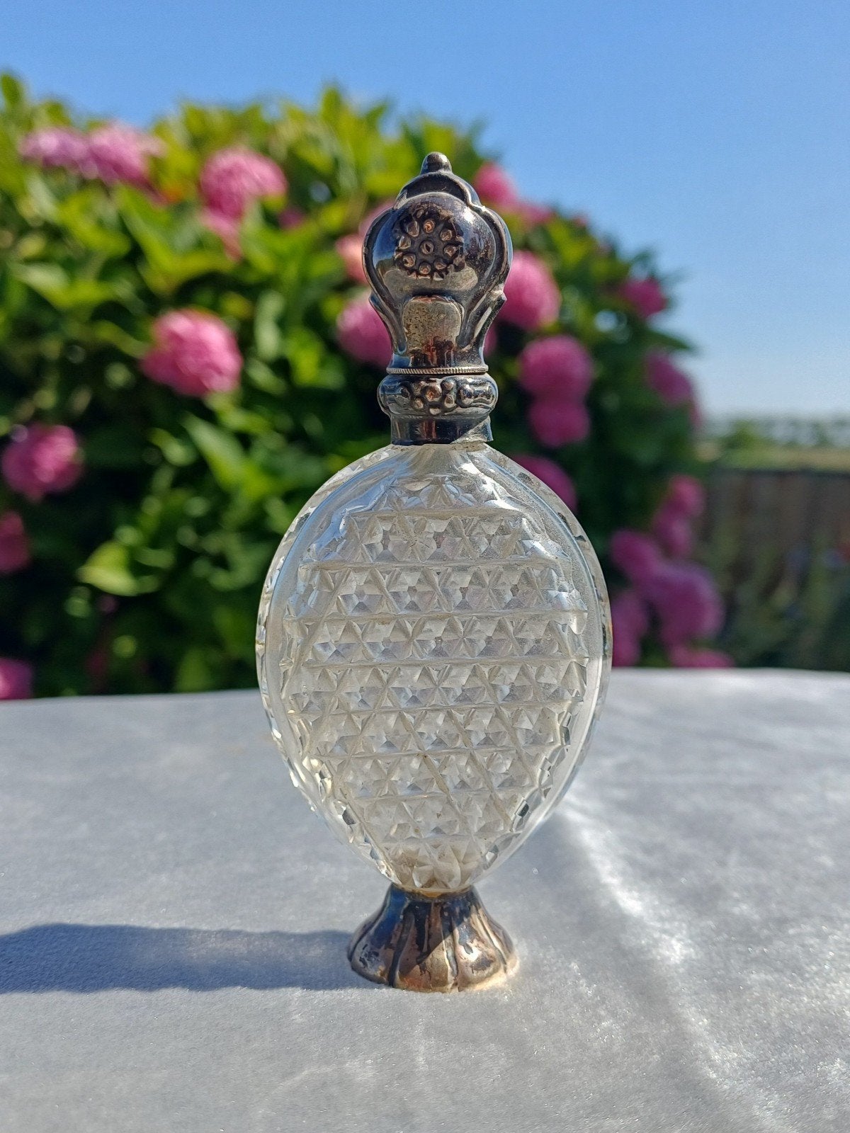 Antiek Kristal / Zilver Parfumflesje Parfumflacon voor € 65, Ophalen