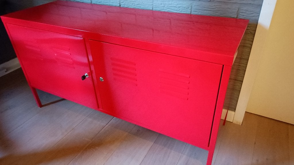 IKEA PS Kastje Rood - Metalen Opbergkast, Ophalen, Gebruikt, Minder dan 150 cm, Minder dan 100 cm